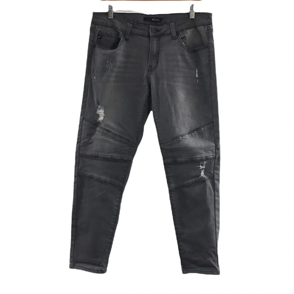 Kancan Low Rise Moto Skinny Jeans‎ Womens 13/30 Gray Denim Distressed - Picture 1 of 14